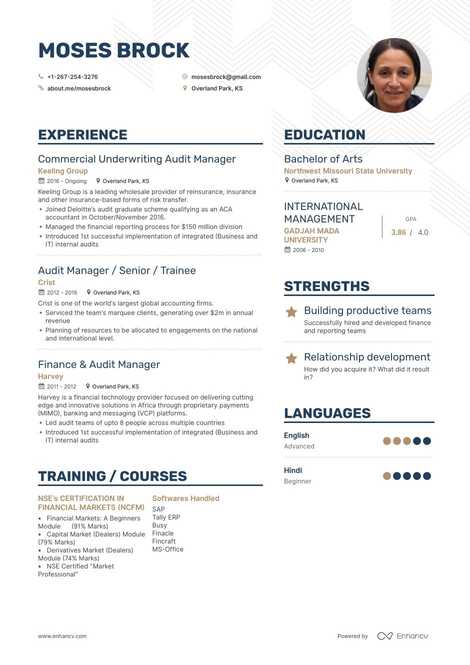 Top Audit Manager Resume Examples & Samples for 2021 | Enhancv.com