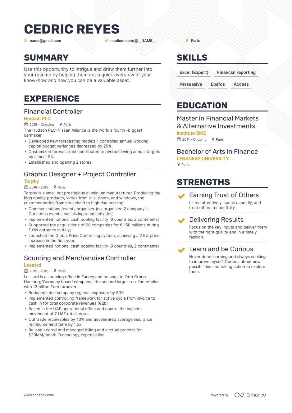 controller resume example