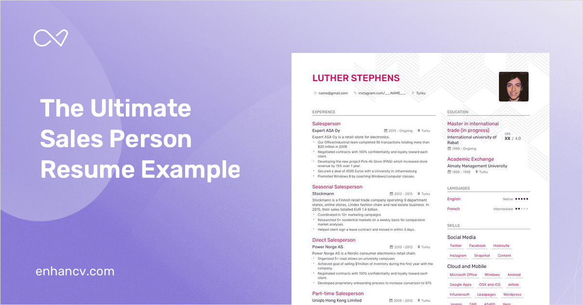 8+ Sales Person Resume Samples and Writing Guide