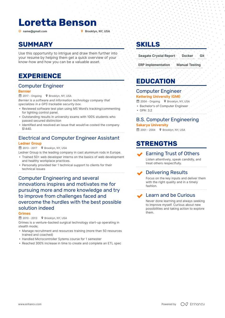 computer engineer resume example