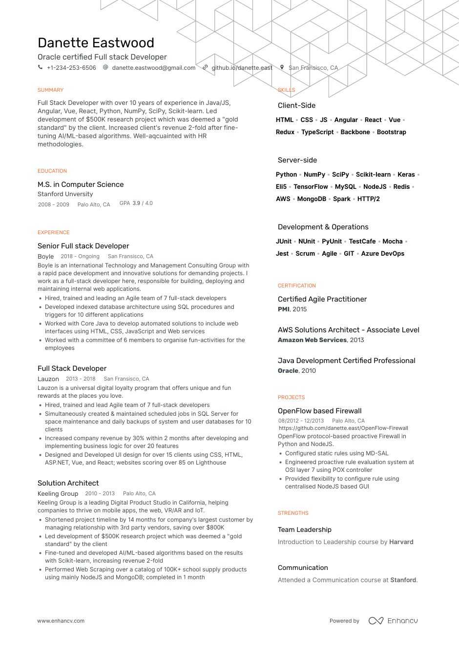 Full Stack Javascript Developer Resume