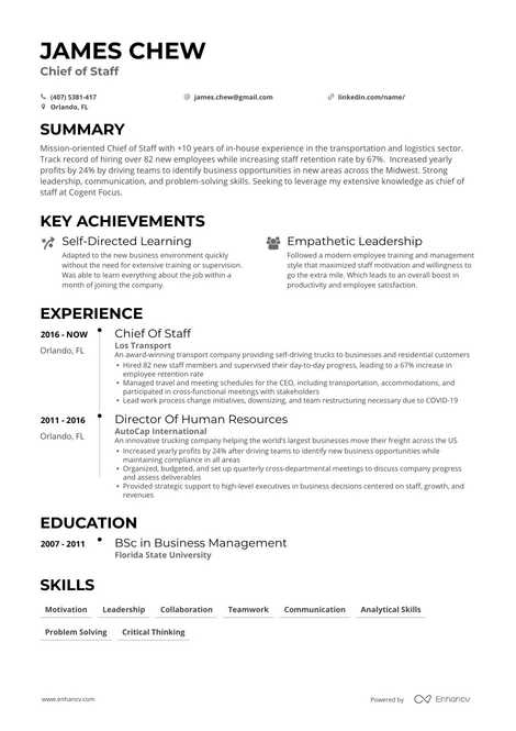 Chief of Staff Resume: Examples Guide for 2021