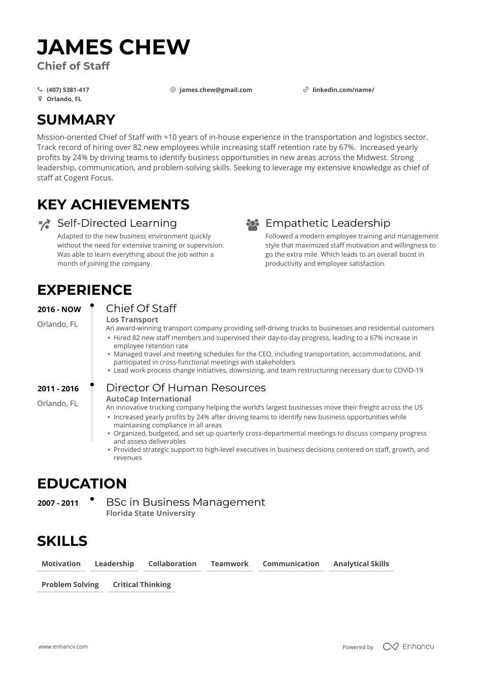 Chief of Staff Resume Examples & Guide for 2021