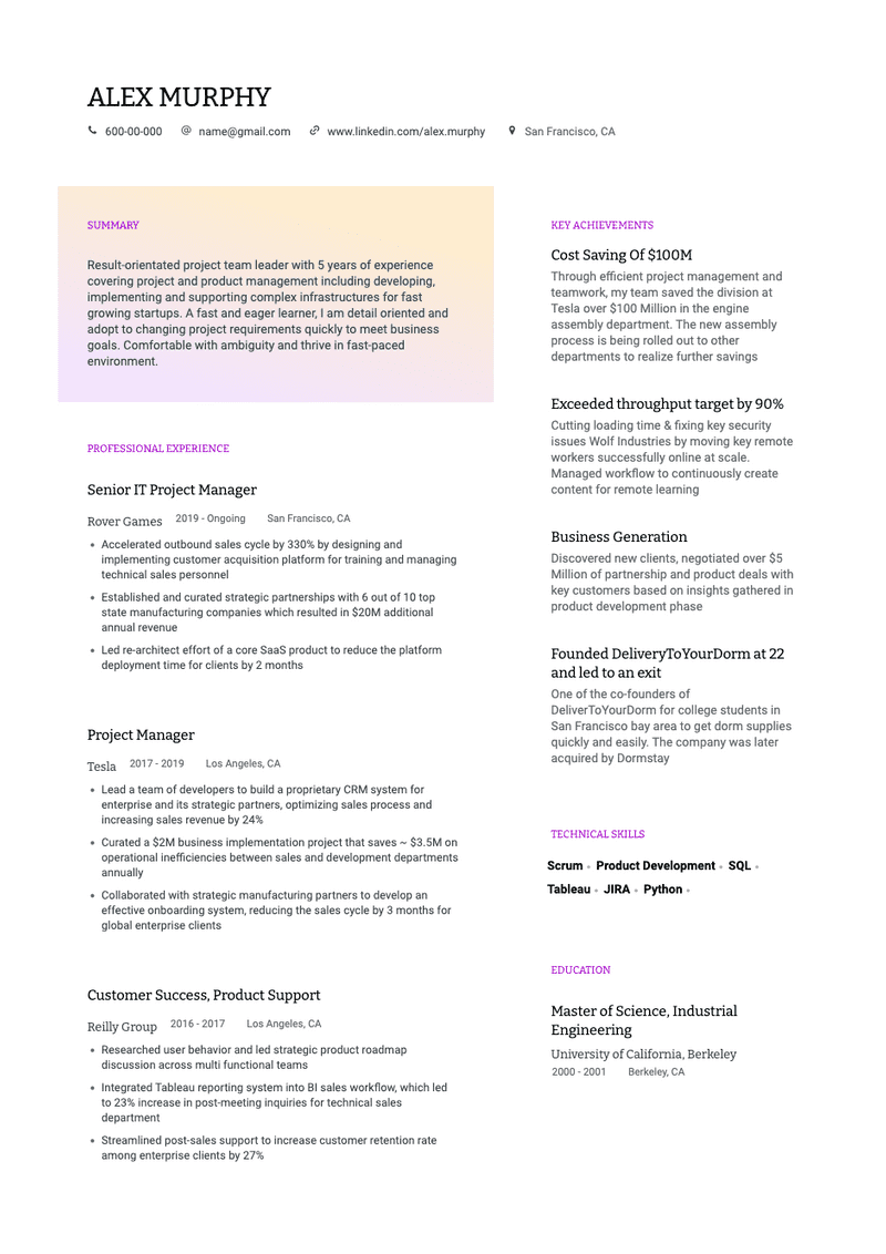 Free Modern Resume Templates - 18 Solid Gradient Black Violet Resume Template 1300 