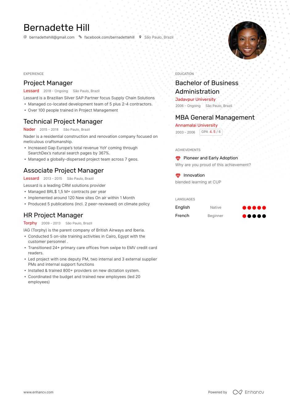Project Manager Resume Examples 2019 from enhancv.com