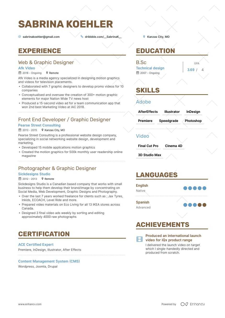 Motion Graphics Designer Resume Sample Motion Graphic Resume Examples