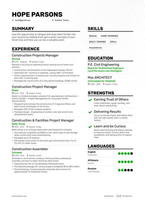 Construction Resume Examples & Guide For 2022