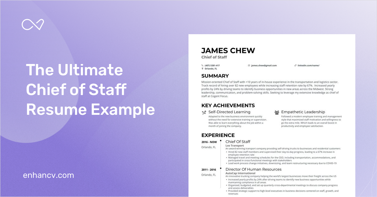 Chief of Staff Resume: Examples & Guide for 2021