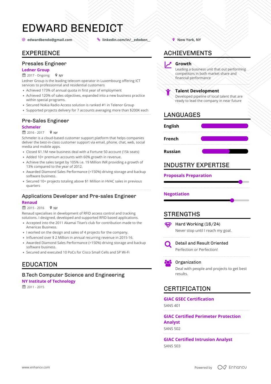 Sales Engineer Resume Samples A Step By Step Guide For 21 Enhancv Com