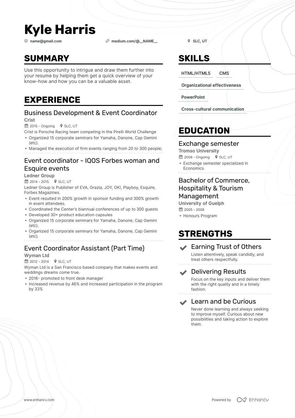 event coordinator resume example