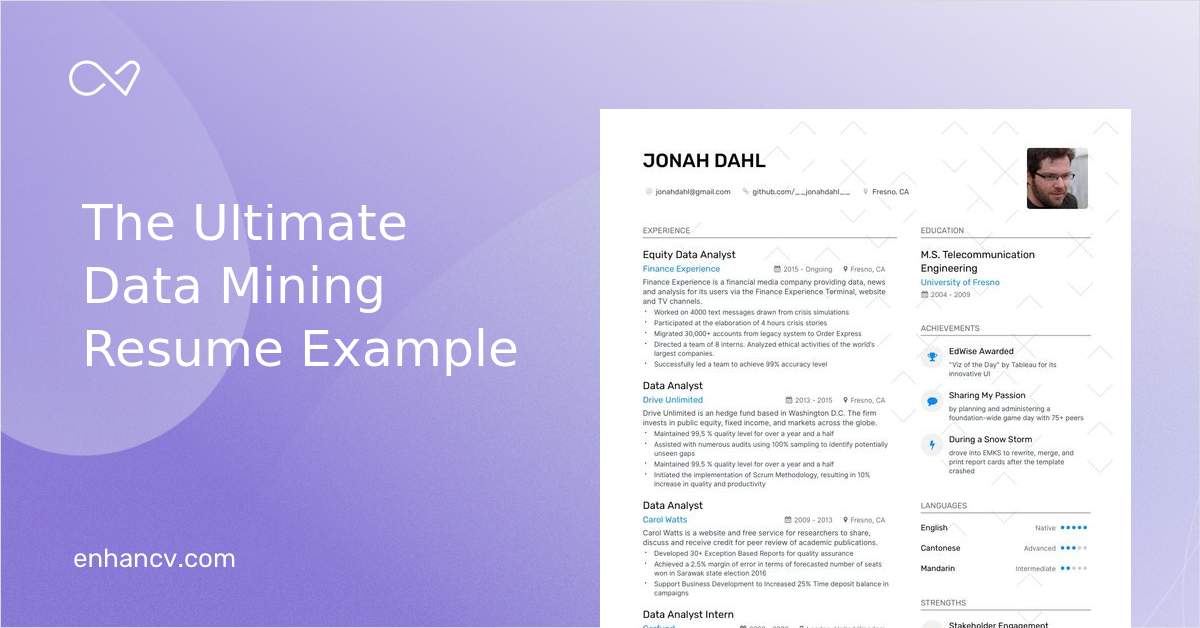 Data Mining Resume Examples Pro Tips Featured Enhancv