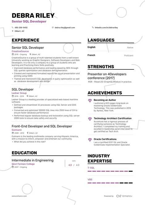 SQL Developer Resume Guide + Examples