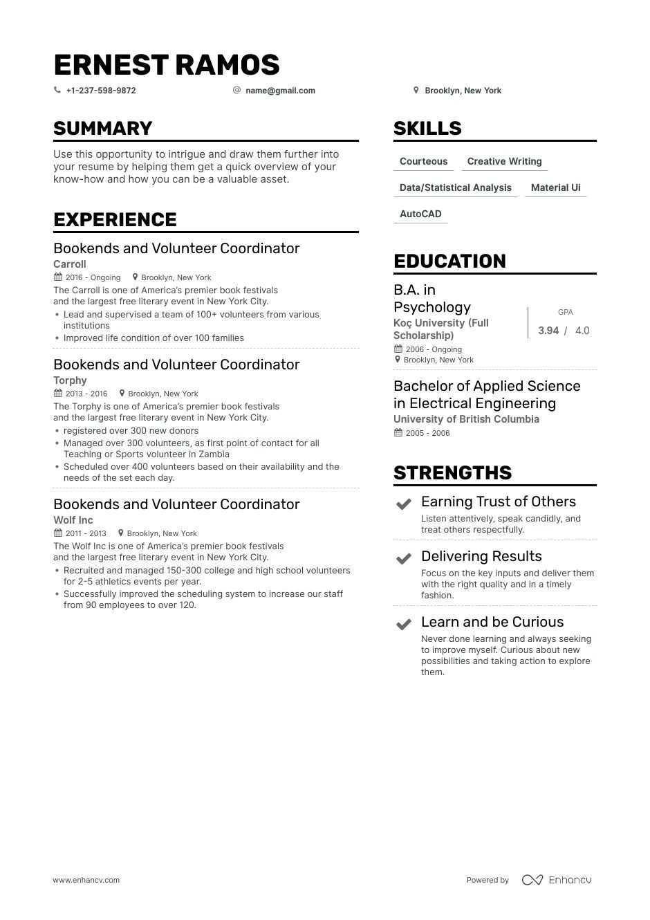 volunteer coordinator resume example