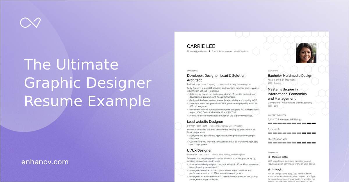 Top Graphic Designer Resume Examples Samples For 21 Enhancv Com