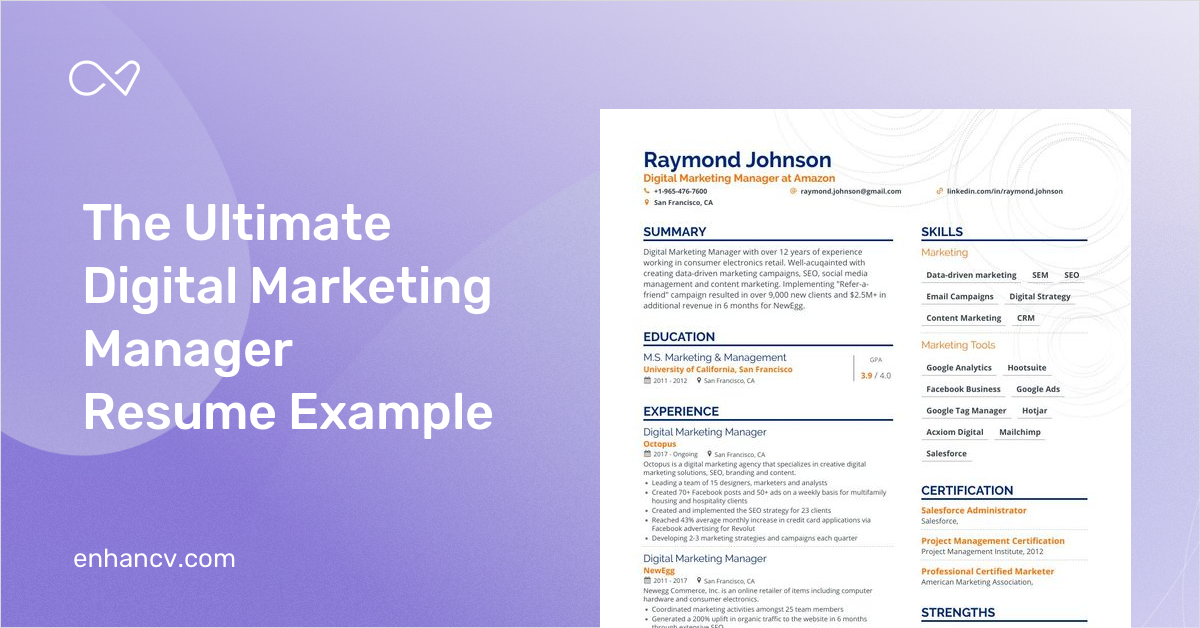 Digital Marketing Manager Resume: Examples, How-To Guide & 5 Templates