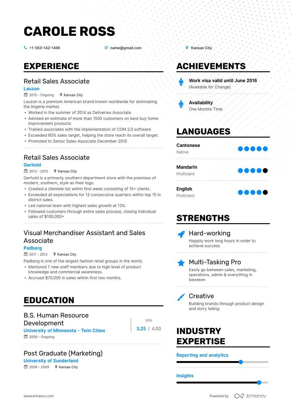 How to make a resume for a sales associate job