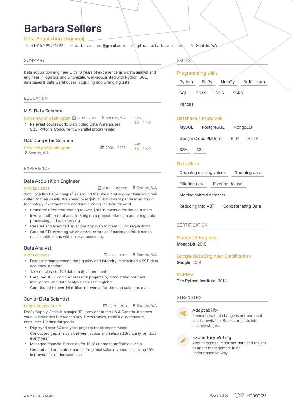 Data Engineer Resume Examples 4 Templates Advice For 2021