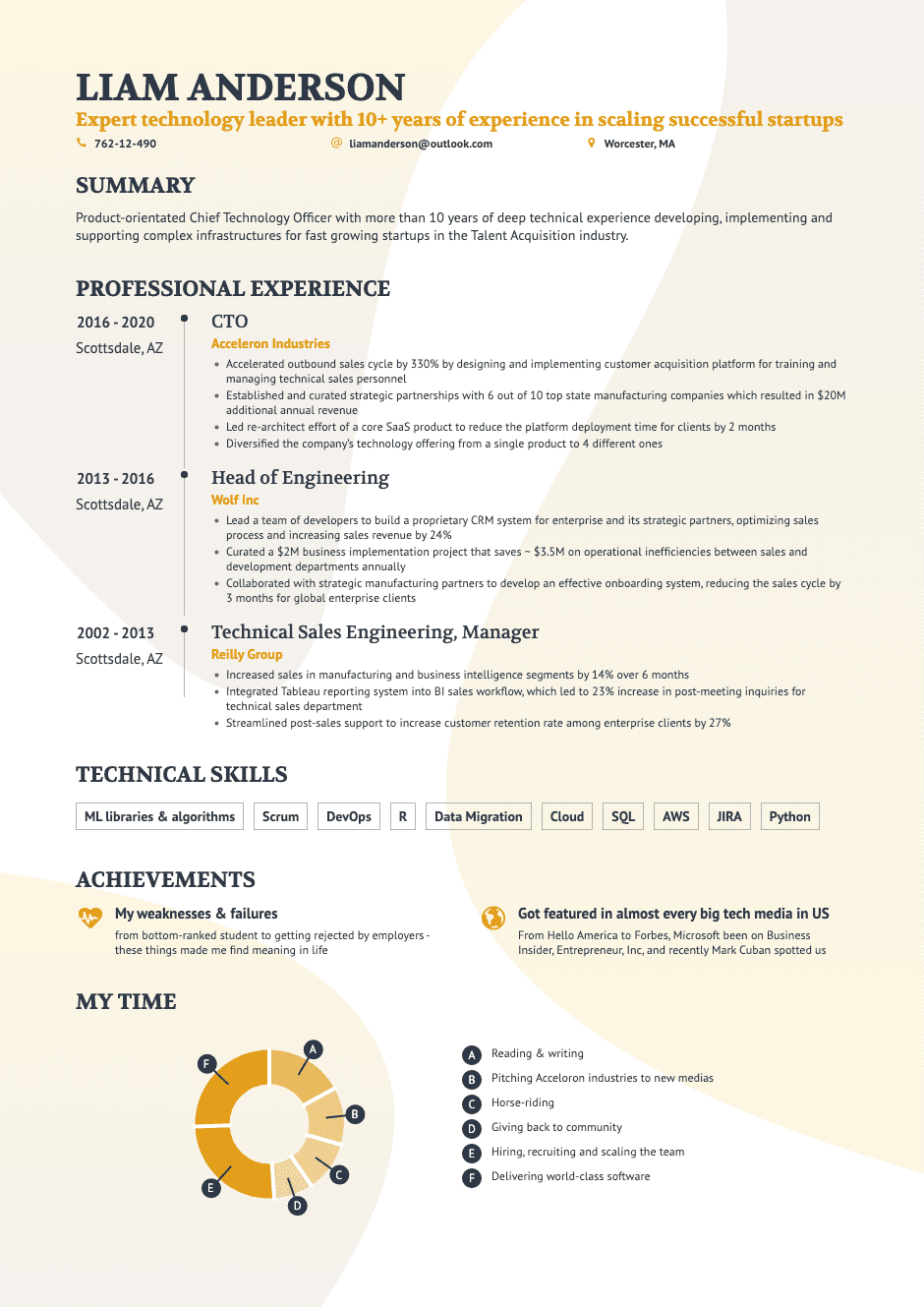Timeline Resume Template Chronological - 3 Gradient Modern Gray Yellow Resume Template 289