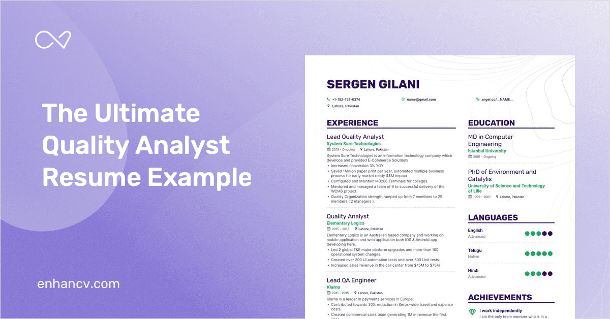 Quality analyst resume examples for 2019