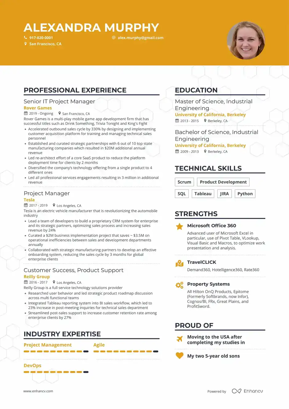 Enhancv Resume Template Example - Creative