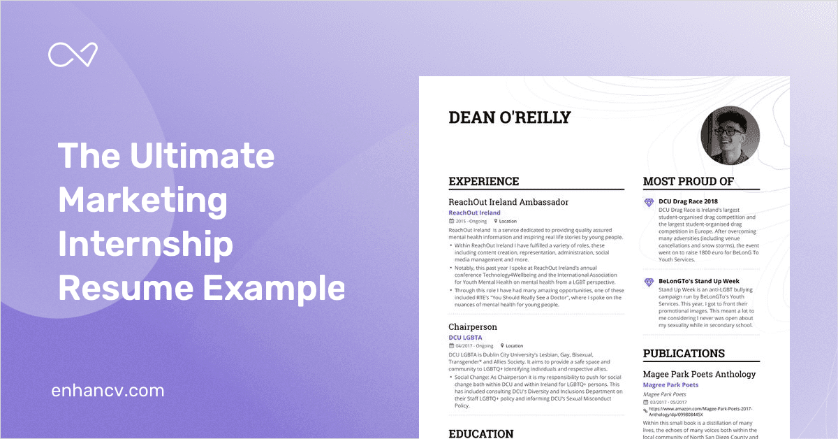 The Ultimate Marketing Interns Resume Format Guide For 2019   Marketing Internship Resume 
