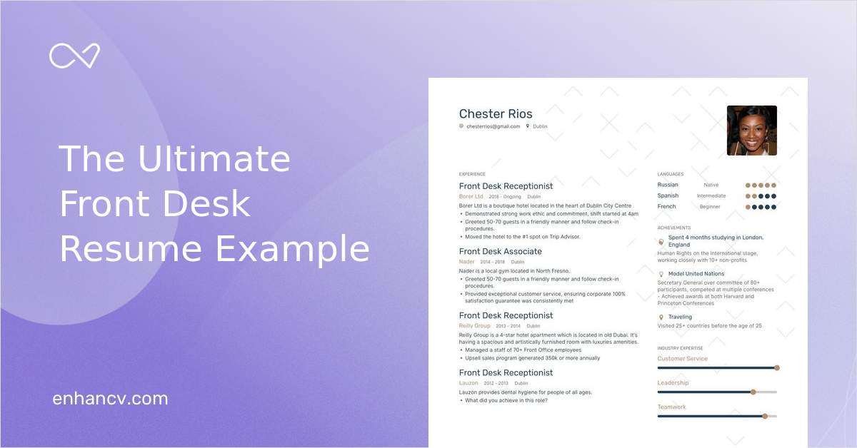 Download Front Desk Resume Example For 2020 Enhancv Com
