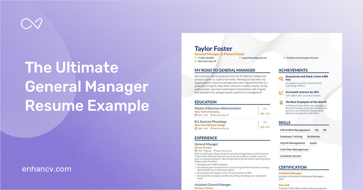 General Manager Resume Examples: 4 Templates & How-To Guide