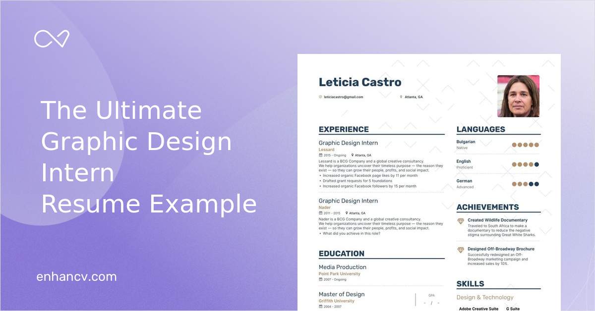 Top Graphic Design Intern Resume Examples Samples For 2021 Enhancv Com
