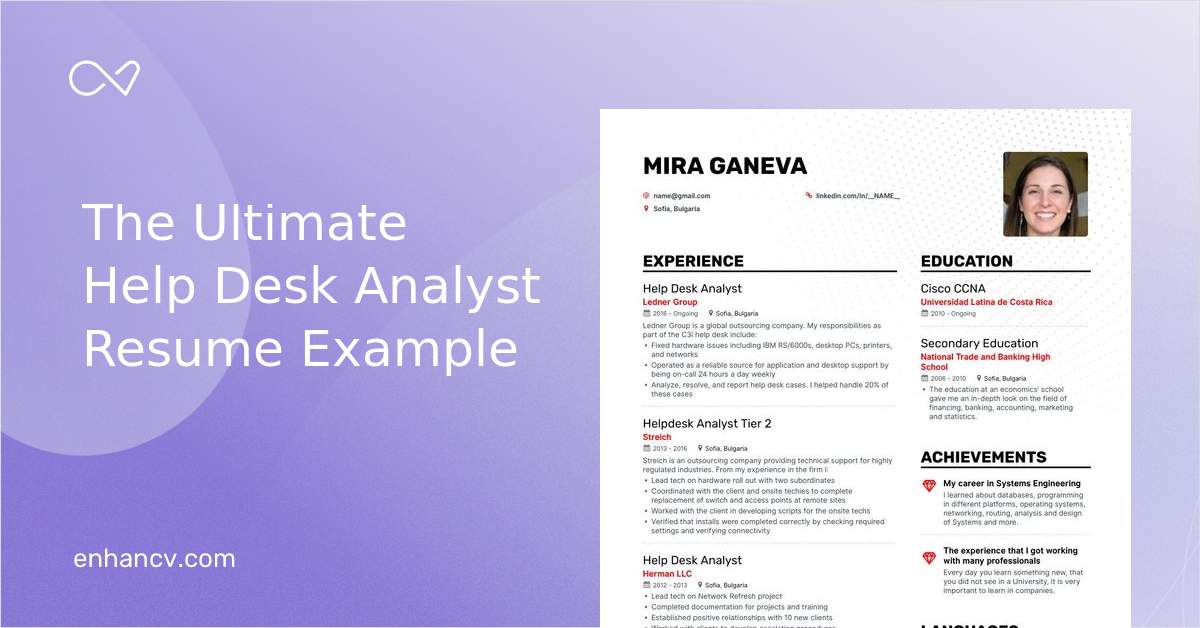 Help Desk Analyst Resume Examples Guide Pro Tips Enhancv
