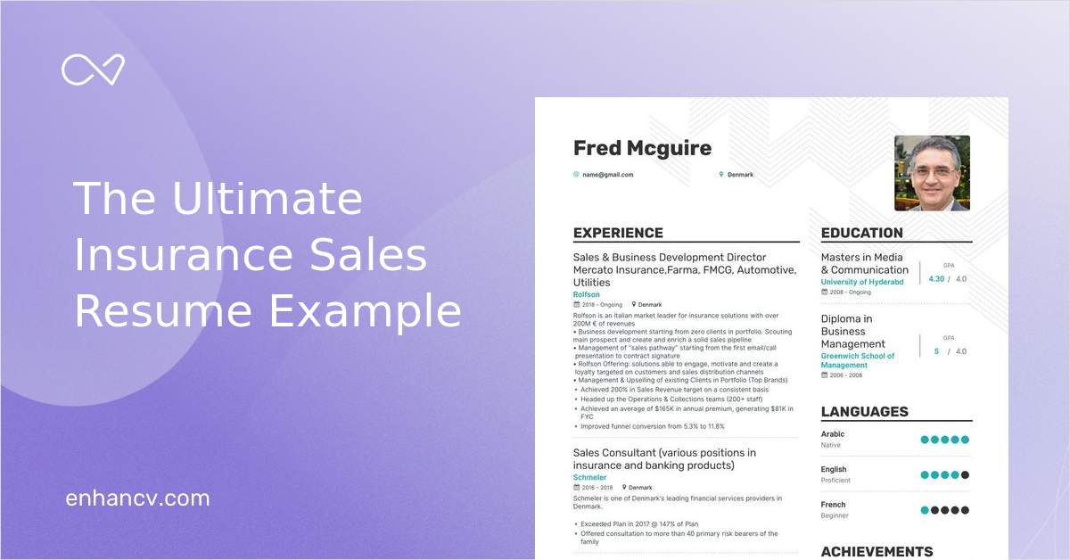 Insurance Sales Resume Examples Expert Advice Enhancv Com