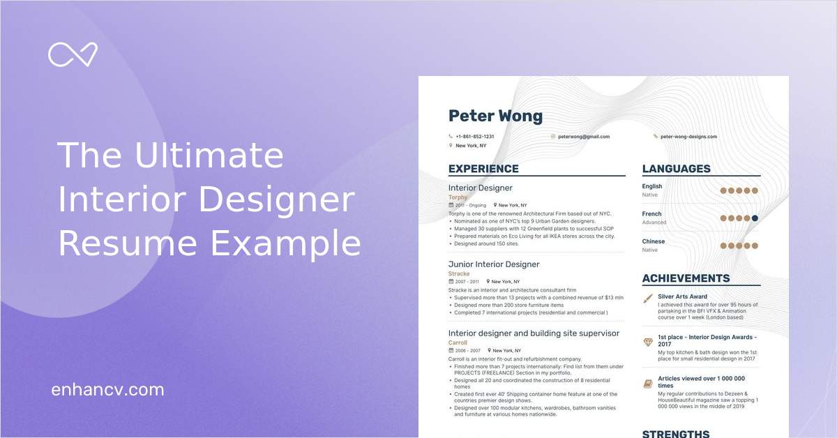 Job Winning Interior Designer Resume Examples Samples Tips Enhancv