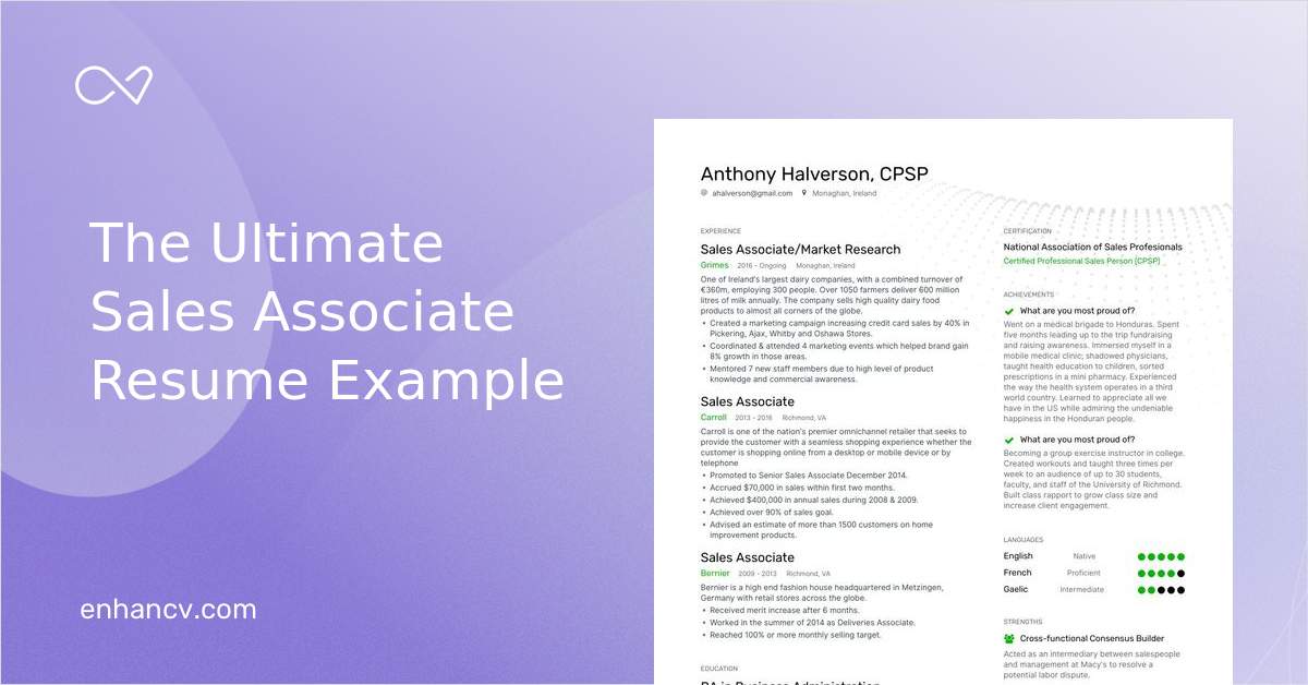 Sales Associate Resume Examples Guide & Pro Tips | Enhancv