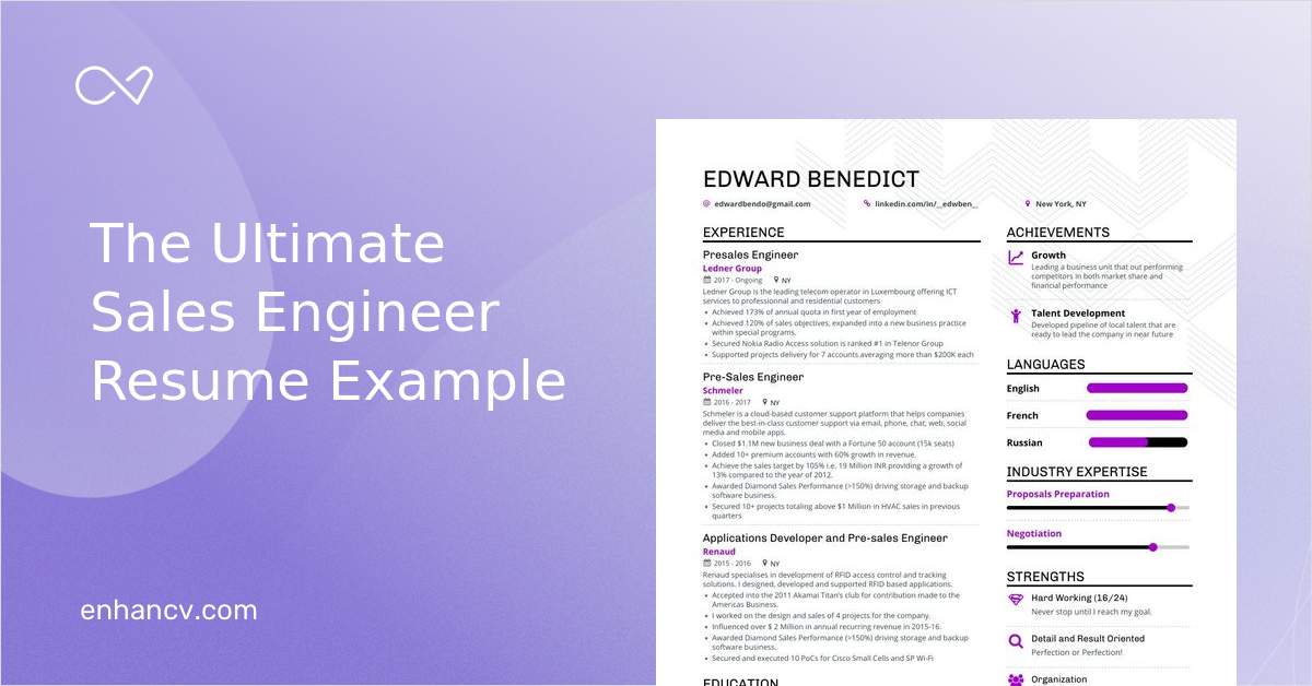 Sales Engineer Resume Samples A Step By Step Guide For 21 Enhancv Com
