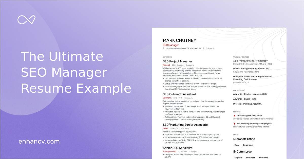 SEO Manager Resume Examples and Skills You Need to Get Hired