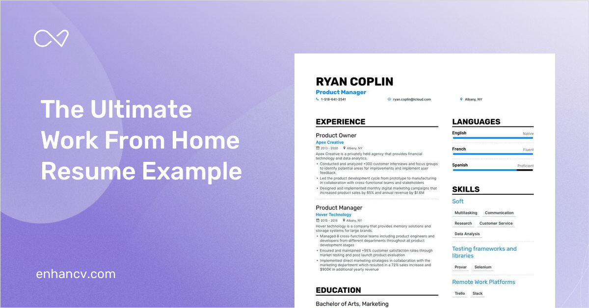 Work From Home Resume Samples + Pro tips